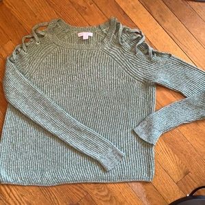 Green laced shoulder sweater